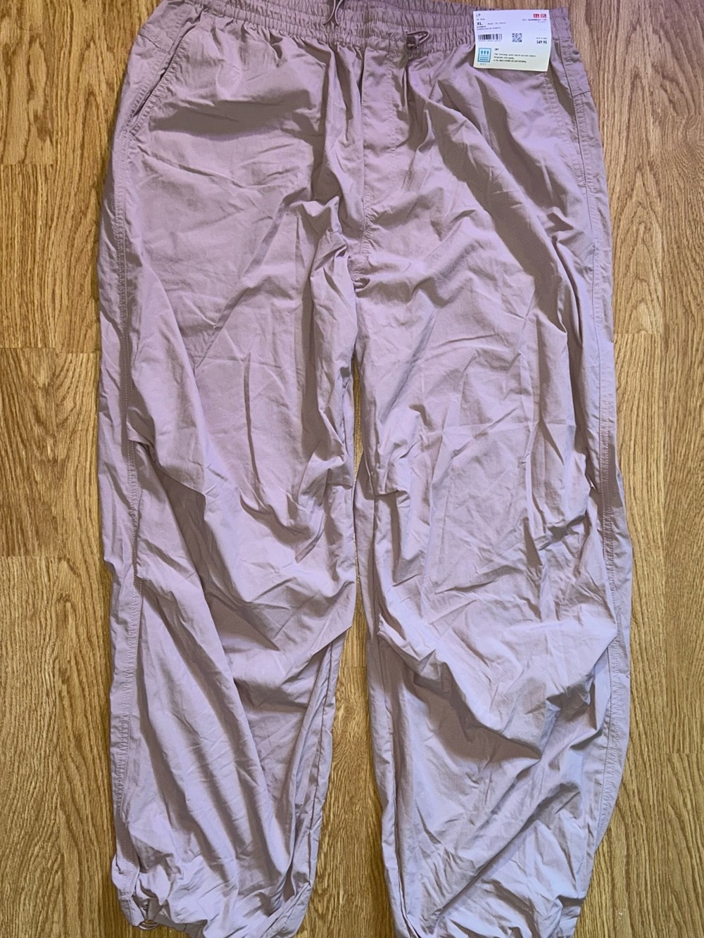 Uniqlo XL Light Pink Elastic Waist Cargo Joggers